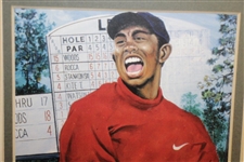 Tiger Woods 1997 Masters Matted & Framed Print Signed by Artist