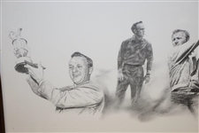 Arnold Palmer Career Timeline Sketch Sequence Framed Print by Tony Morris
