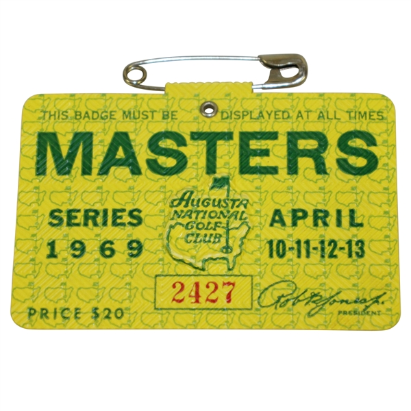 1969 Masters Tournament Series Badge #2427 - George Archer Winner