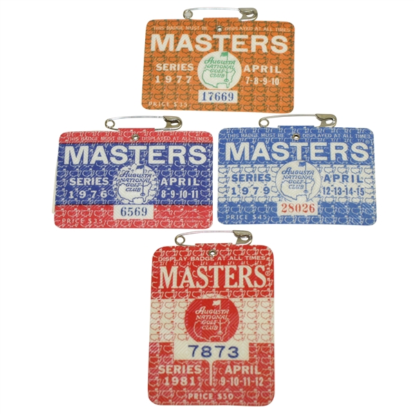 1976, 1977, 1979 & 1981 Masters Tournament Series Badges - Floyd, Watson & Zoeller