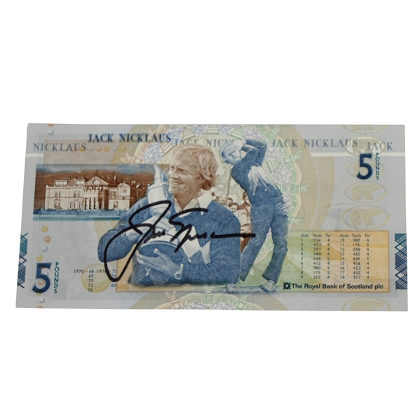 Jack Nicklaus Signed Royal Bank of Scotland 5 Pound Note JSA ALOA