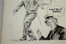 1961 Arnold Palmer Open Championship by Artist Bruce Stark Original Pen & Ink on Board