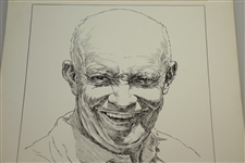 Circa 1960's I Like IKE Golf Winged Foot GC by Artist Bruce Stark Original Pen & Ink on Board