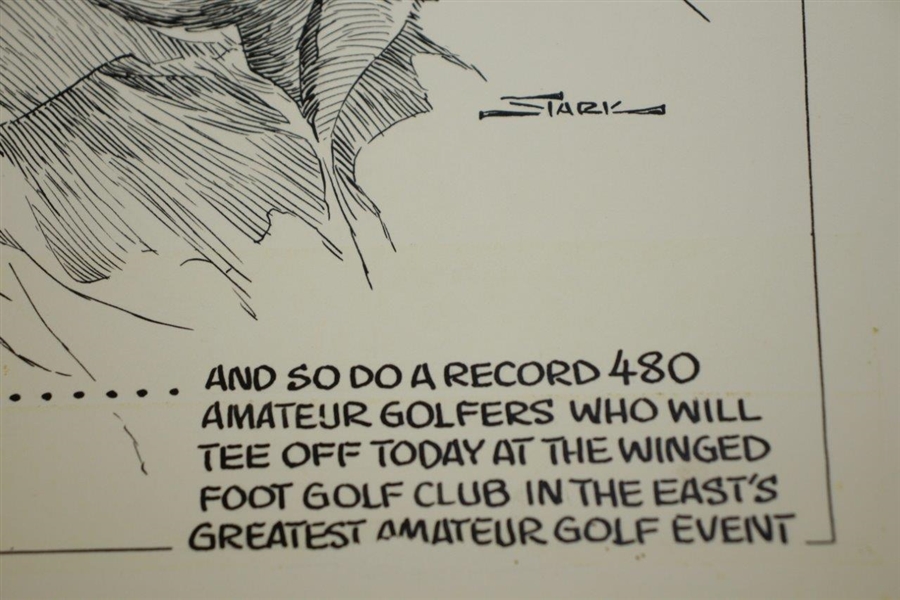 Circa 1960's I Like IKE Golf Winged Foot GC by Artist Bruce Stark Original Pen & Ink on Board