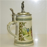 Vintage German Beer Stein w/ Putting Golfer on Hinged Top