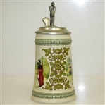 Vintage German Beer Stein w/ Putting Golfer on Hinged Top