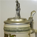 Vintage German Beer Stein w/ Putting Golfer on Hinged Top
