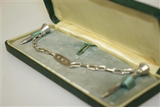 A Pair of Sterling Silver 'Reddy Tees' Connected w/ Chain by Lambert Bros in Original Box