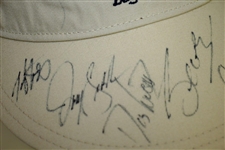 Seve Ballesteros, Davis Love III, Cal Peete & Others Signed TPC Eagle Trace Visor JSA ALOA