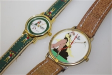 His & Hers Wrist Watches by Bunel & Jalga Featuring Old-Style Golfers