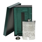 Royal Birkdale Pewter Engraved Hip Flask in Box - Excellent Condition