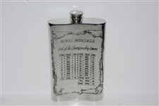 Royal Birkdale Pewter Engraved Hip Flask in Box - Excellent Condition