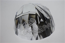 Royal Birkdale Etched Glass Paperweight by Stuart - Excellent Condition 