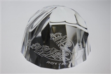 Royal Birkdale Etched Glass Paperweight by Stuart - Excellent Condition 