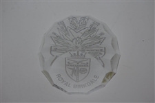 Royal Birkdale Etched Glass Paperweight by Stuart - Excellent Condition 