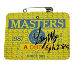 Larry Mize Signed 1987 Masters Tournament Badge #A08610 JSA ALOA