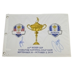 2016 Ryder Cup Limited Ed Trophy Flag Signed by Justin Rose & Sergio Garcia JSA #EE56164