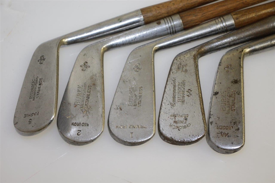 Burke Stainless Steel Irons Stamped Newark, Ohio - Five in Total