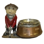 Vintage Dunlop Man Painted Metal Ashtray Advertising Figure w/ 'TIME' Pint Ad