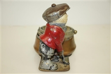 Vintage Dunlop Man Painted Metal Ashtray Advertising Figure w/ 'TIME' Pint Ad
