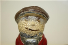 Vintage Dunlop Man Painted Metal Ashtray Advertising Figure w/ 'TIME' Pint Ad