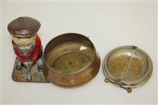 Vintage Dunlop Man Painted Metal Ashtray Advertising Figure w/ 'TIME' Pint Ad