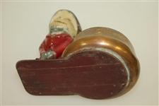 Vintage Dunlop Man Painted Metal Ashtray Advertising Figure w/ 'TIME' Pint Ad