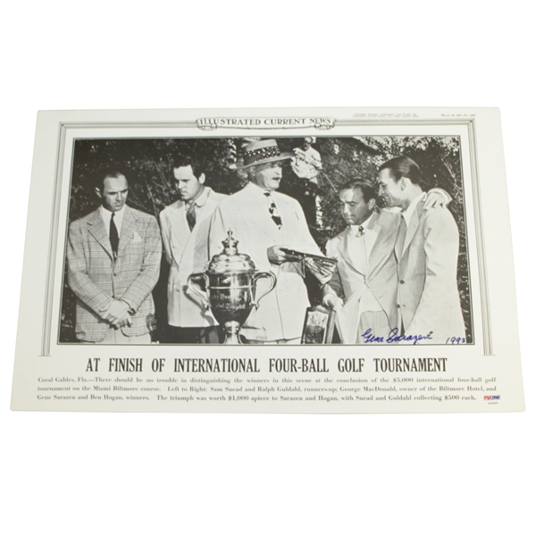 Gene Sarazen Signed 1941 Miami International Four-Ball 12x19 Photo PSA FULL #V05091