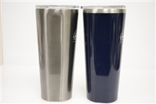 Pair of Arnold Palmer Invitational Stainless Steel Corksicle 24oz Tumbler Glasses - Grey & Blue