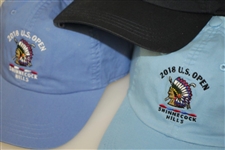 Three 2018 US Open at Shinnecock Hills Golf Hats - Navy Blue, Light Blue, & Sky Blue
