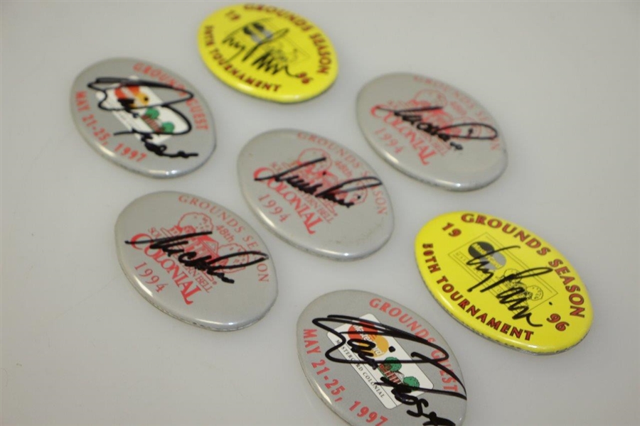 Corey Pavin(x2), Nick Price(x3), & David Frost(2) Signed Colonial Badges from Winning Years JSA ALOA