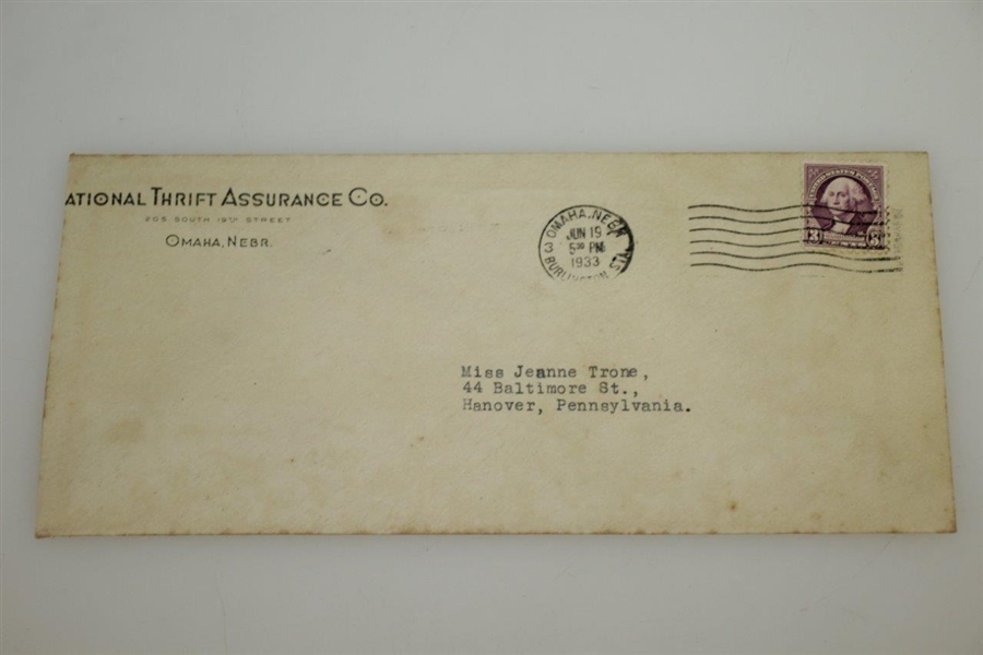 Johnny Goodman Signed 1933 Letter Written 9 Days After Amateur's US Open Win JSA ALOA