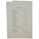 Mark Calcavecchia's 2010 OPEN Champions Dinner Menu Signed by Past Winners JSA ALOA