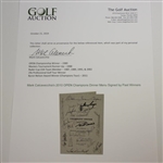 Mark Calcavecchia's 2010 OPEN Champions Dinner Menu Signed by Past Winners JSA ALOA