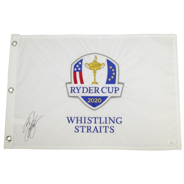 Rickie Fowler Signed 2020 Ryder Cup at Whistling Straits Embroidered Flag JSA #EE39833