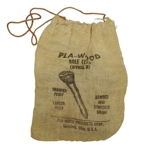 Vintage Pla-Wood Golf Tees in Canvas Bag - Pla-Wood Products - Crist Collection