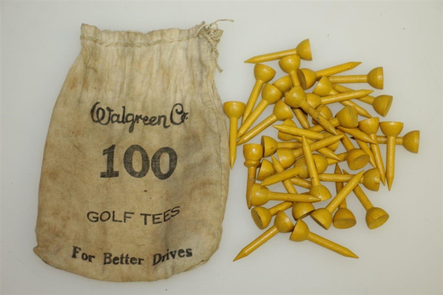 Vintage Walgreen Co. 100 Golf Tees Canvas Bag with Tees - Crist Collection