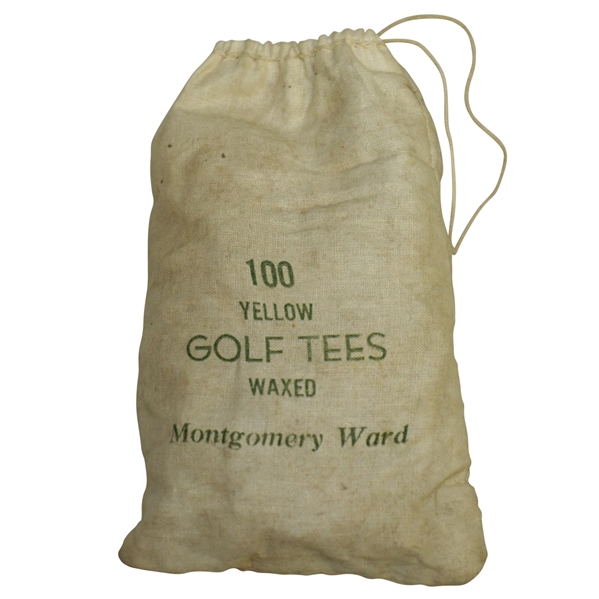 Vintage Montgomery Ward 100 Waxed Yellow Golf Tees Canvas Tee Bag with Tees - Crist Collection