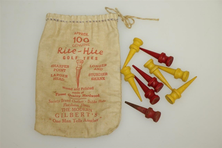 Vintage Rite-Hite Genuine Golf Tees Canvas Tee Bag with Tees - Gilbert's - Crist Collection