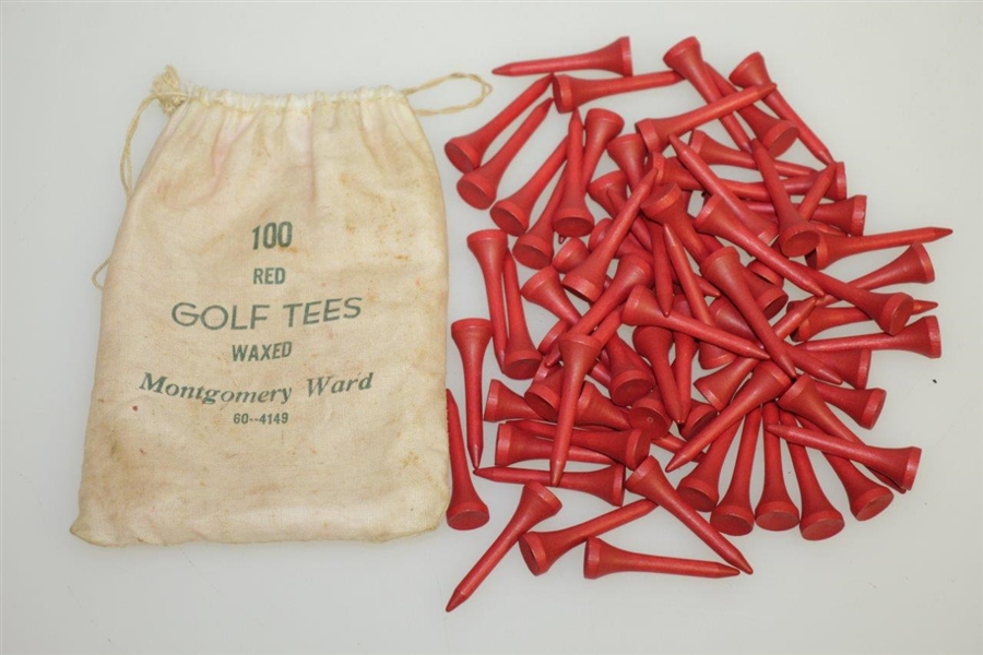 Vintage 100 Red Montgomery Ward Canvas Tee Bag with Tees - Crist Collection