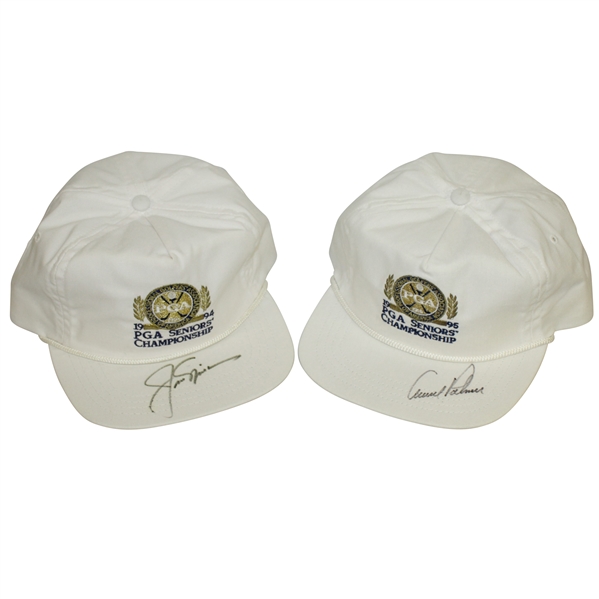 Jack Nicklaus & Arnold Palmer Signed PGA Seniors Championship Hats JSA
