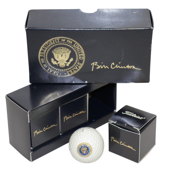 Bill Clinton Personal Logo Presidential Seal Full Box of 3 Titleist Sleeves in Mint Condition