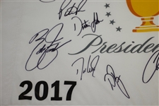 2017 Presidents Cup US Team Signed Flag w/ Woods, Koepka, Mickelson, Spieth & Others JSA ALOA