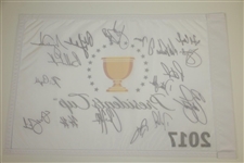 2017 Presidents Cup US Team Signed Flag w/ Woods, Koepka, Mickelson, Spieth & Others JSA ALOA