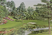Augusta National Hole #16 Print w/ Robert Trent Jones Signature by Bill Waugh