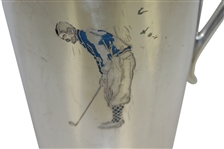 Vintage Golf Themed Pitcher w/ Incised Golfer - Meriden Co. Stamped on Bottom