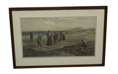 Mixed Foursome Depiction by Heywood Hardy 1900 - Colored Engraving