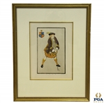 '1705' Golfer Print Circa 1955 - Hand-Colored Aqua Tint On Off-White Wove Paper By Frederick Richards