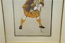 '1705' Golfer Print Circa 1955 - Hand-Colored Aqua Tint On Off-White Wove Paper By Frederick Richards
