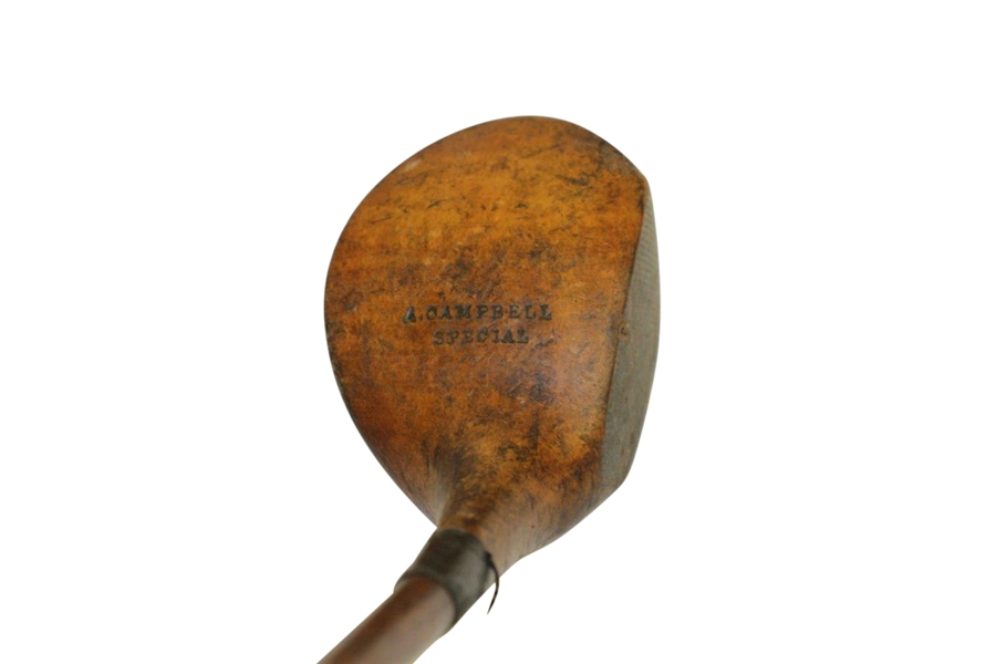 A. Campbell Special Left Handed Socket Head Wood Shafted Fairway Club w/ Head Stamp